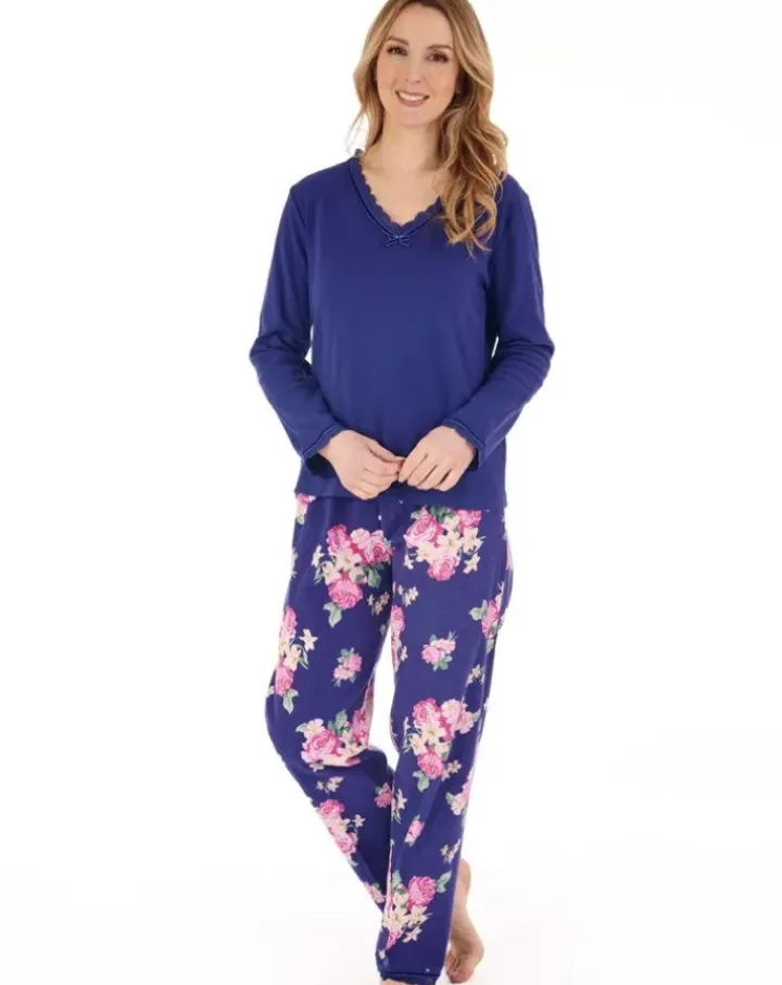 Bold Floral Flannel & Interlock Woven Pyjama PJ88207