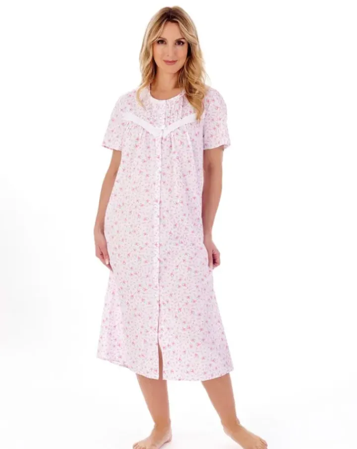 Ditsy Floral Print 46" Button Through Woven Nightdress ND01208