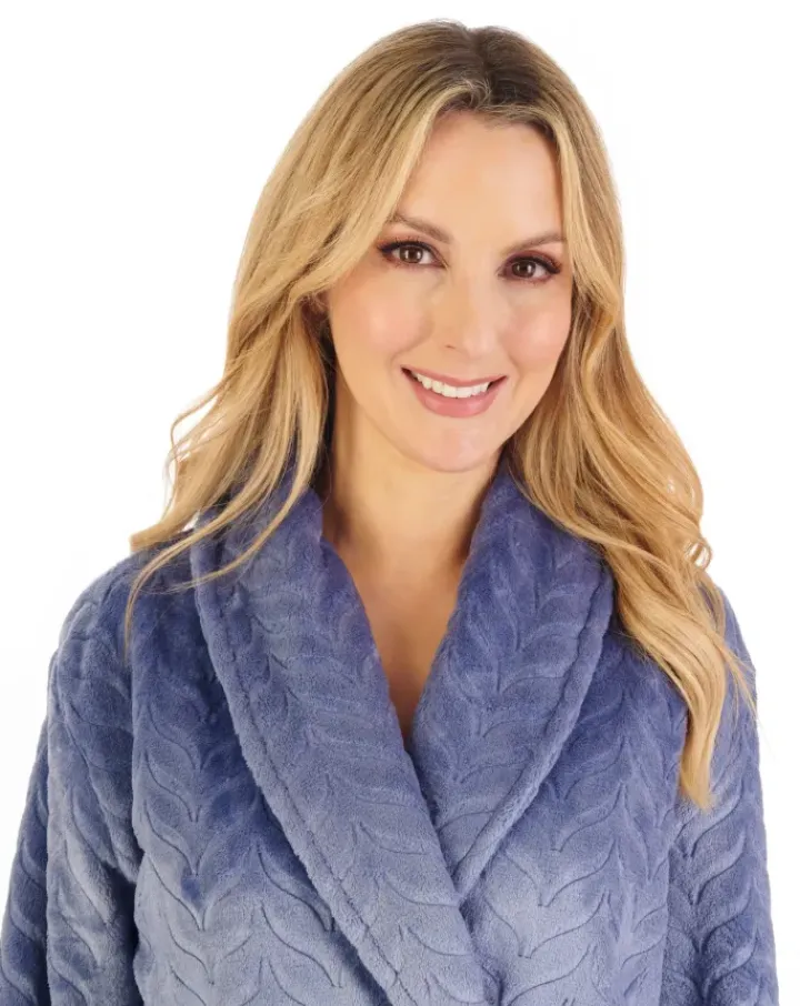 Embossed Pattern Fleece 46" Shawl Collar Wrap HC06318