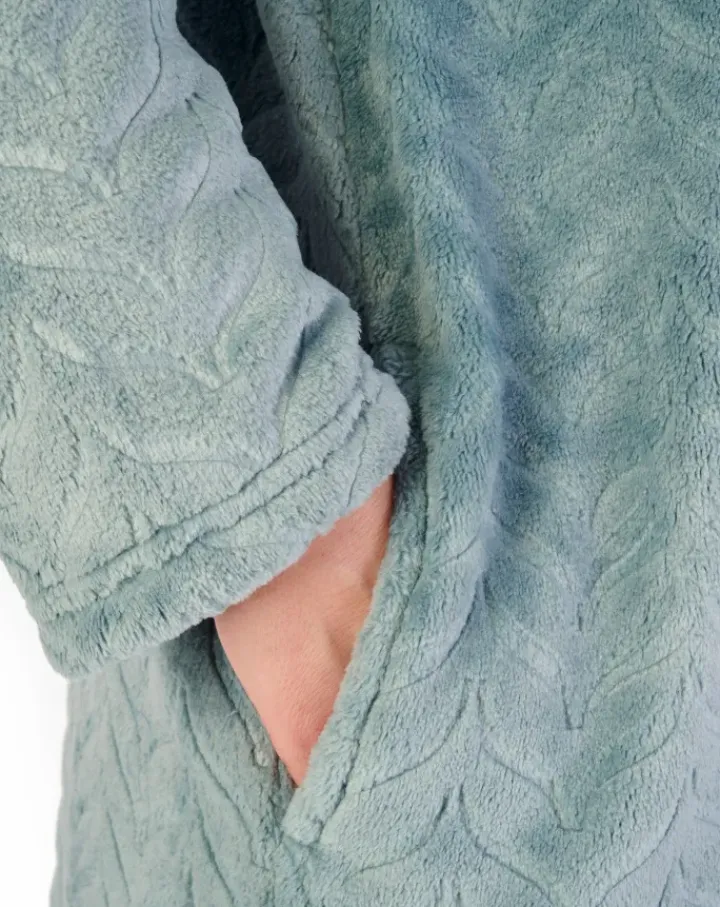 Embossed Pattern Fleece 50" Zip Through Housecoat HC06317