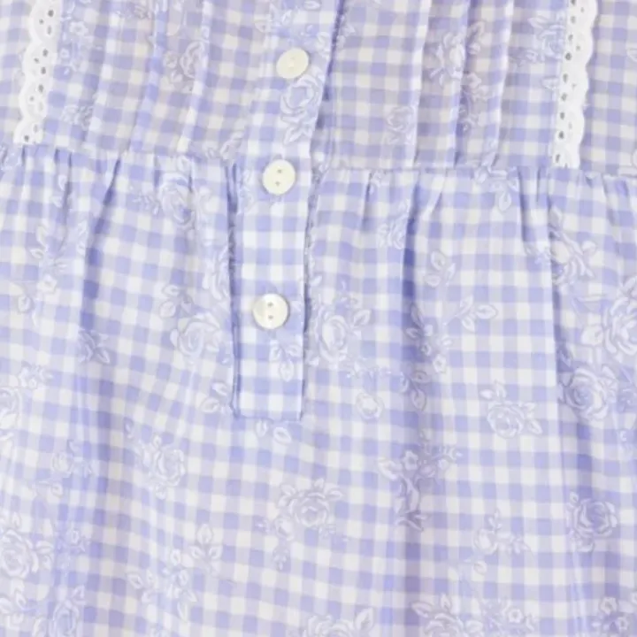 Floral Gingham Print 42" Woven Nightdress ND03212