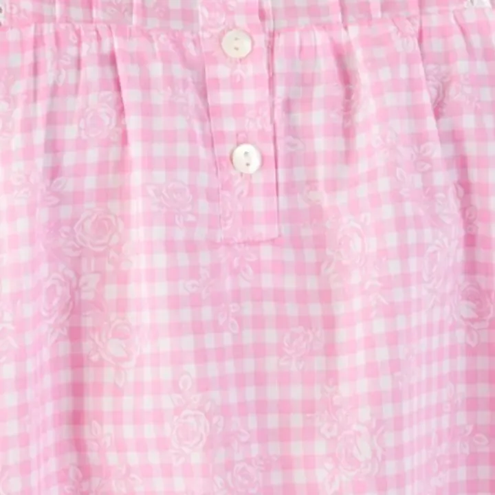 Floral Gingham Print 40" Woven Nightdress ND03211
