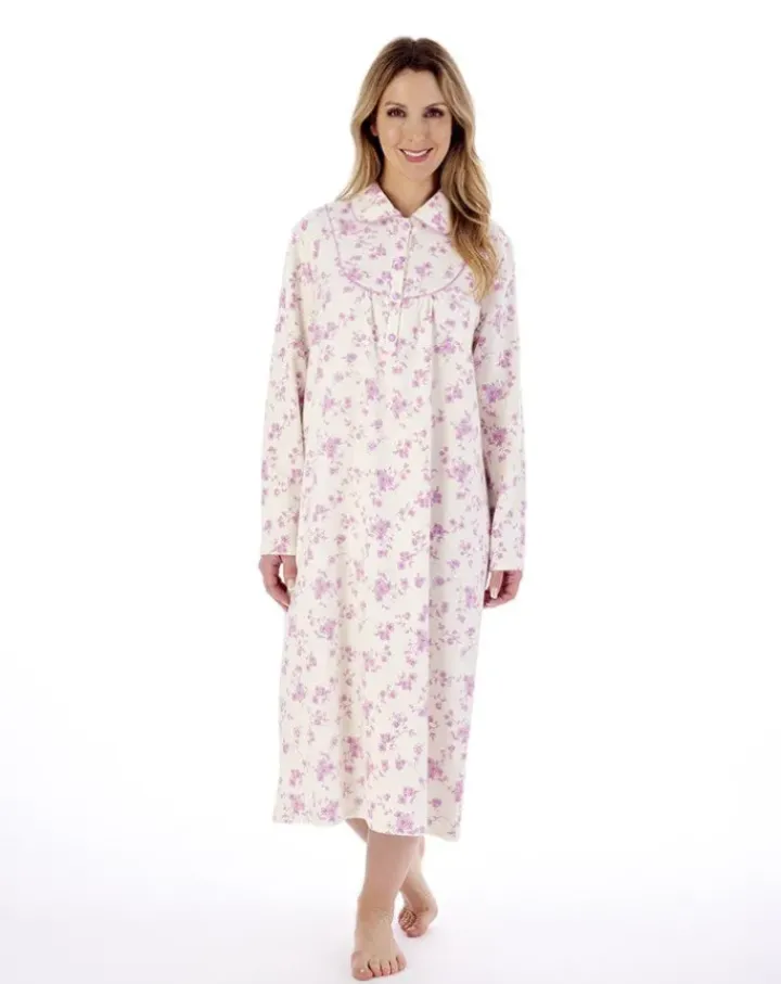 Floral Luxury Flannel 45" Brushed Woven Nightdress ND02211