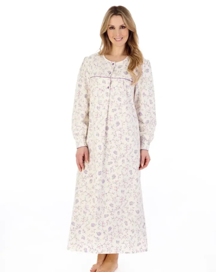 Floral Printed Luxury Flannel 51" Woven Nightdress ND04214