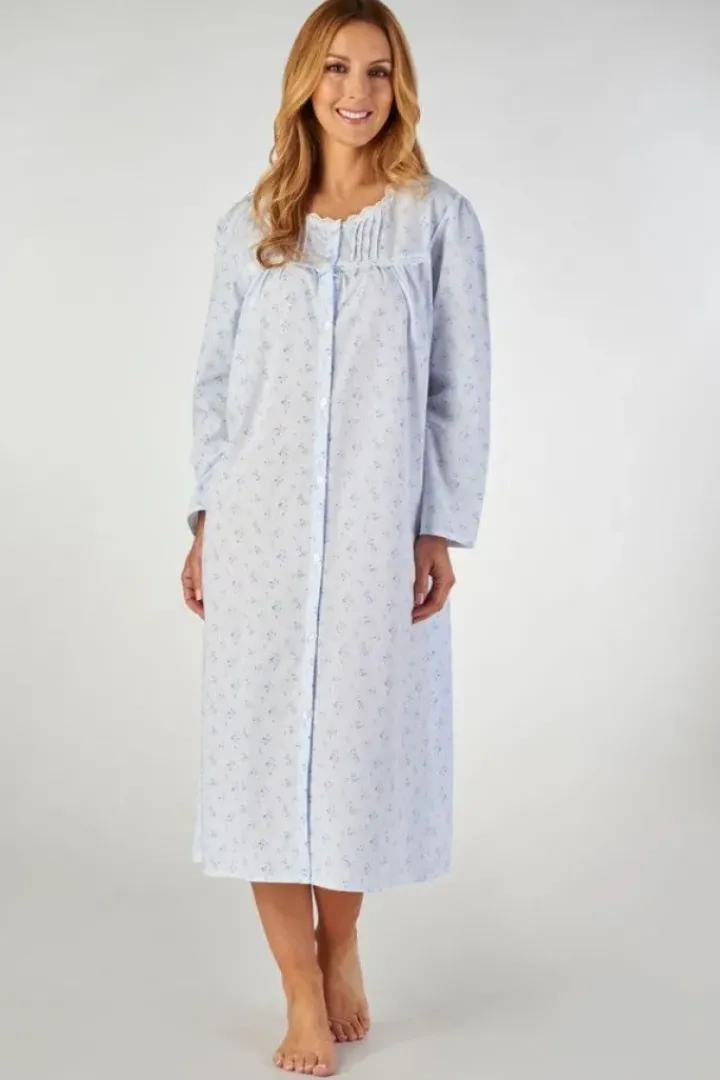 Floral Sprig 46" Button Through Woven Nightdress ND2202