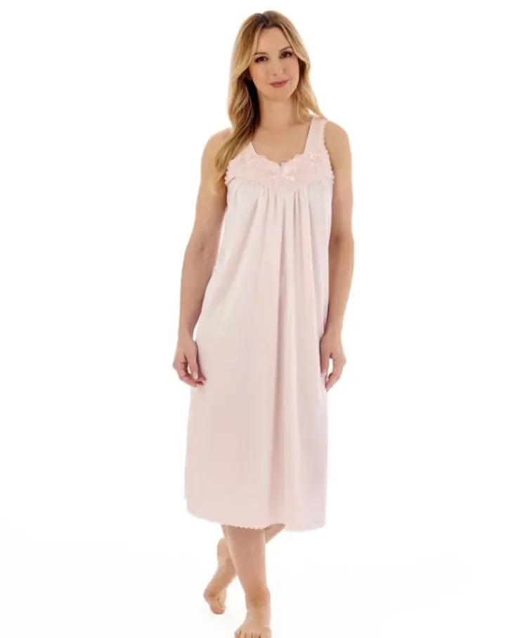 Knitted Satin Embroidered Trim 44" Nightdress ND55402