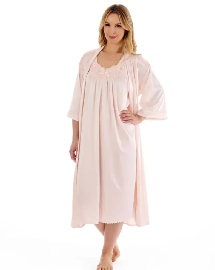 Knitted Satin Embroidered Trim 44" Nightdress ND55402