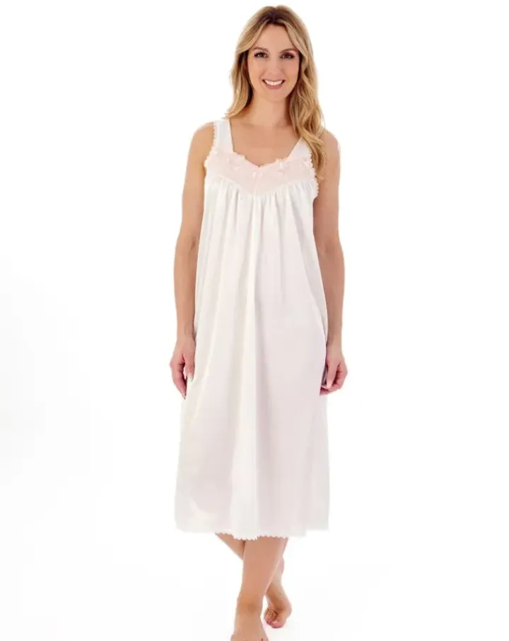 Knitted Satin Embroidered Trim 44" Nightdress ND55402