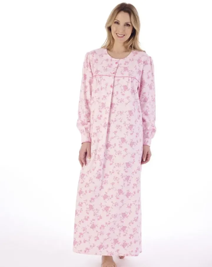 Luxury Brushed Cotton Floral 51" Woven Nightdress ND02214