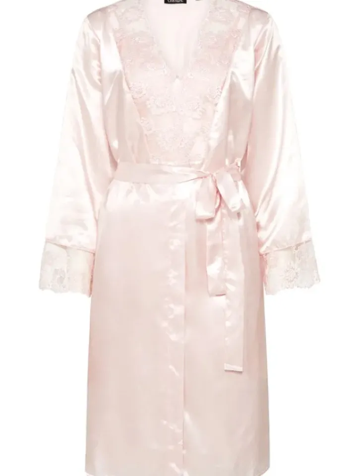 Satin 34" Chemise & Wrap Set With Deep Lace GL6745