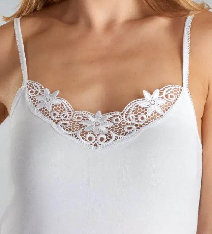 Slenderella Embroidered Motif Elasticated Strap Cami V11