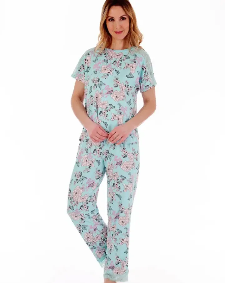 Soft Butterfly Floral Print Top And Trouser Set GL77703