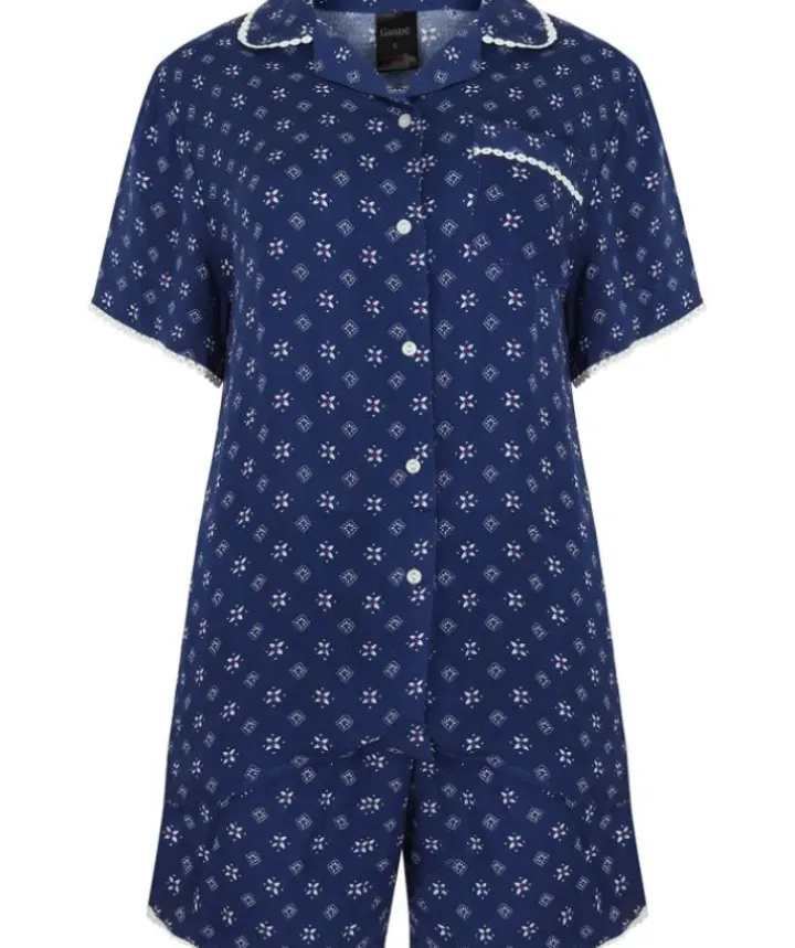 Supersoft Geometric Print Tailored Pyjama With Shorts GL3714