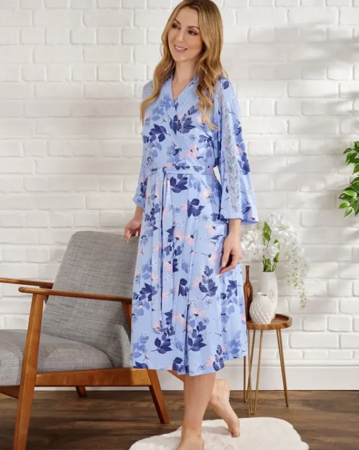 Supersoft Multi-Print and Solid Navy 42" Kimono Wrap GL03704