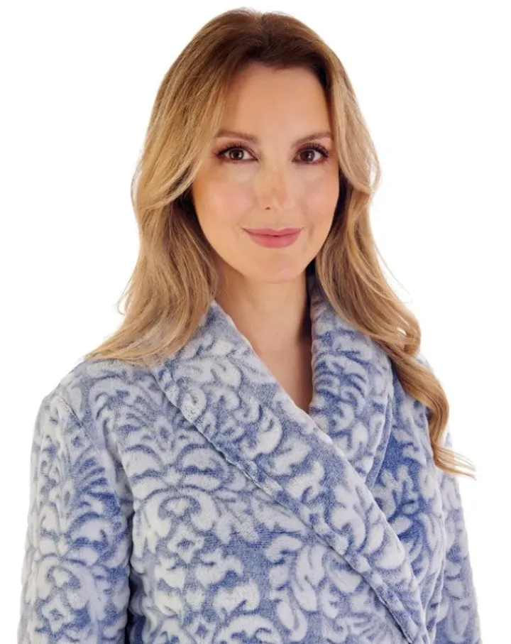 Two-Tone Shaved 46" Wrap Housecoat HC02333