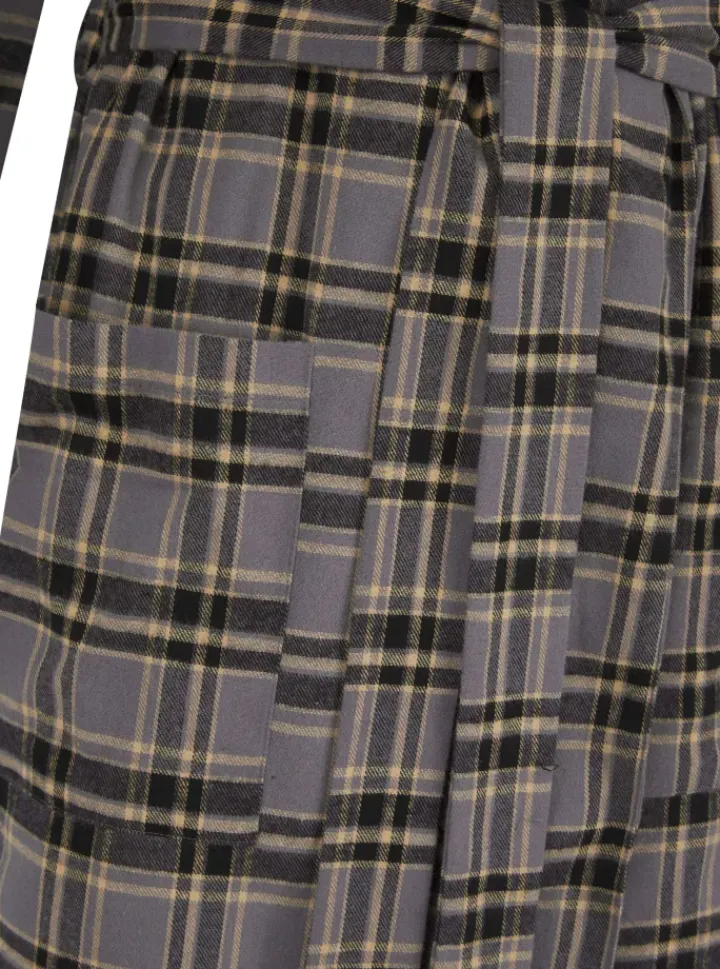 Yarn Dyed Woven Check Shawl Collar Wrap WR06808