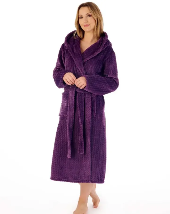 Zig-Zag Pattern Fleece 46" Hooded Wrap Housecoat HC02319